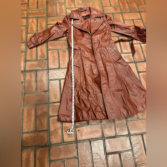 Beautiful Vintage 80-90’s Wilson Women's Leather brown Coat - Size 10 black trim - Picture 3 of 8